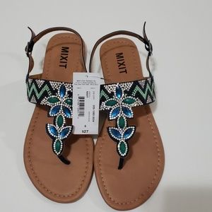 Blue Rhinestone Sandals